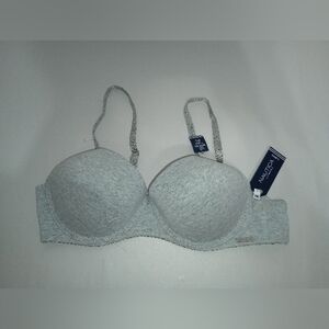 38C Nautica Intimates Gray Underwired Push Up Bra Back Closure